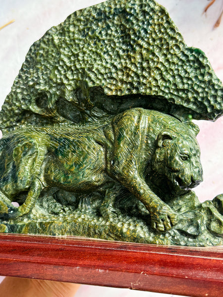 Variscite Jaguar Carving on Stand