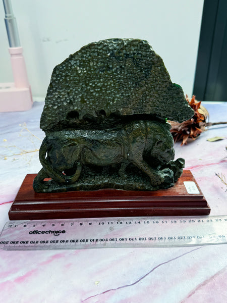 Variscite Jaguar Carving on Stand