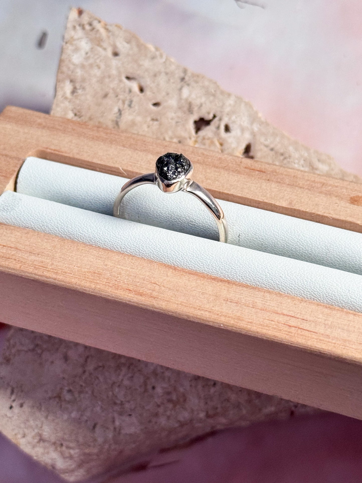 Rough Grey Diamond Ring - Size 8.5