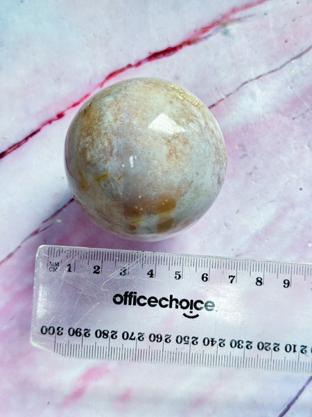 Flower Agate and Pink Amethyst Sphere