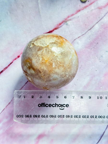 Flower Agate and Pink Amethyst Sphere