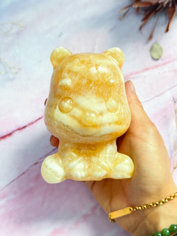 Yellow Calcite Bear Carving