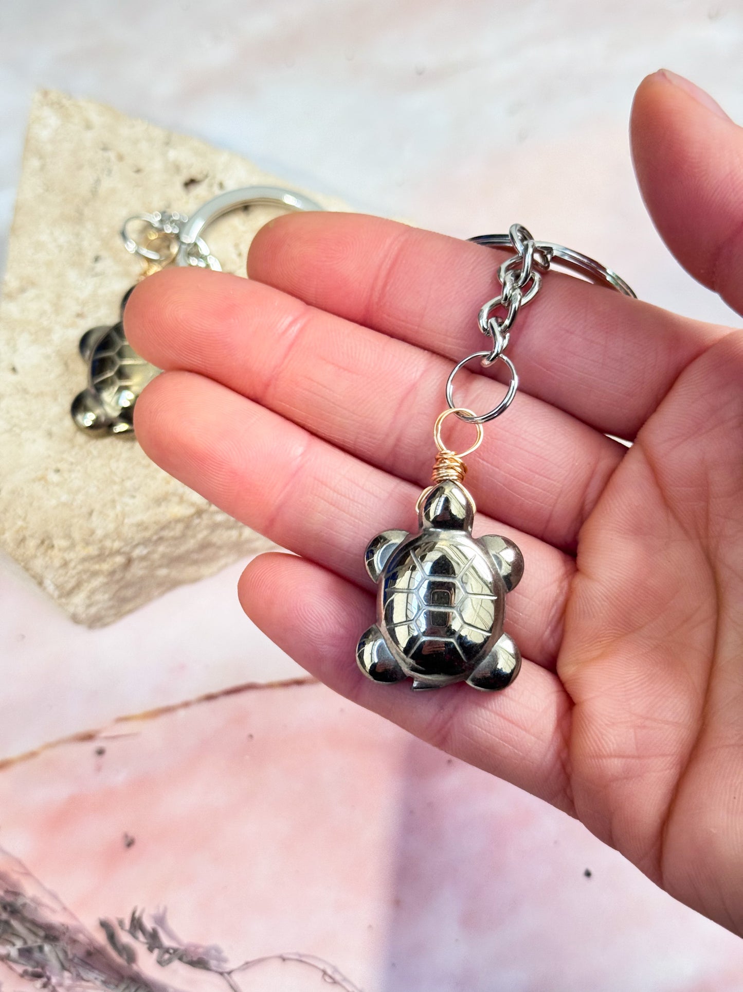 Chalcopyrite Turtle Key Chain