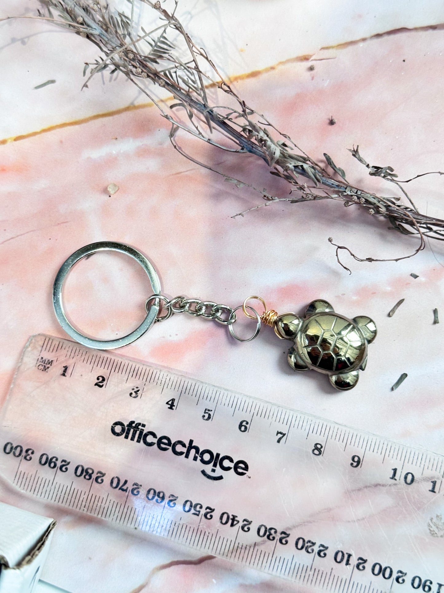 Chalcopyrite Turtle Key Chain