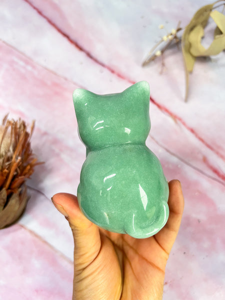 Green Aventurine Cat Carving