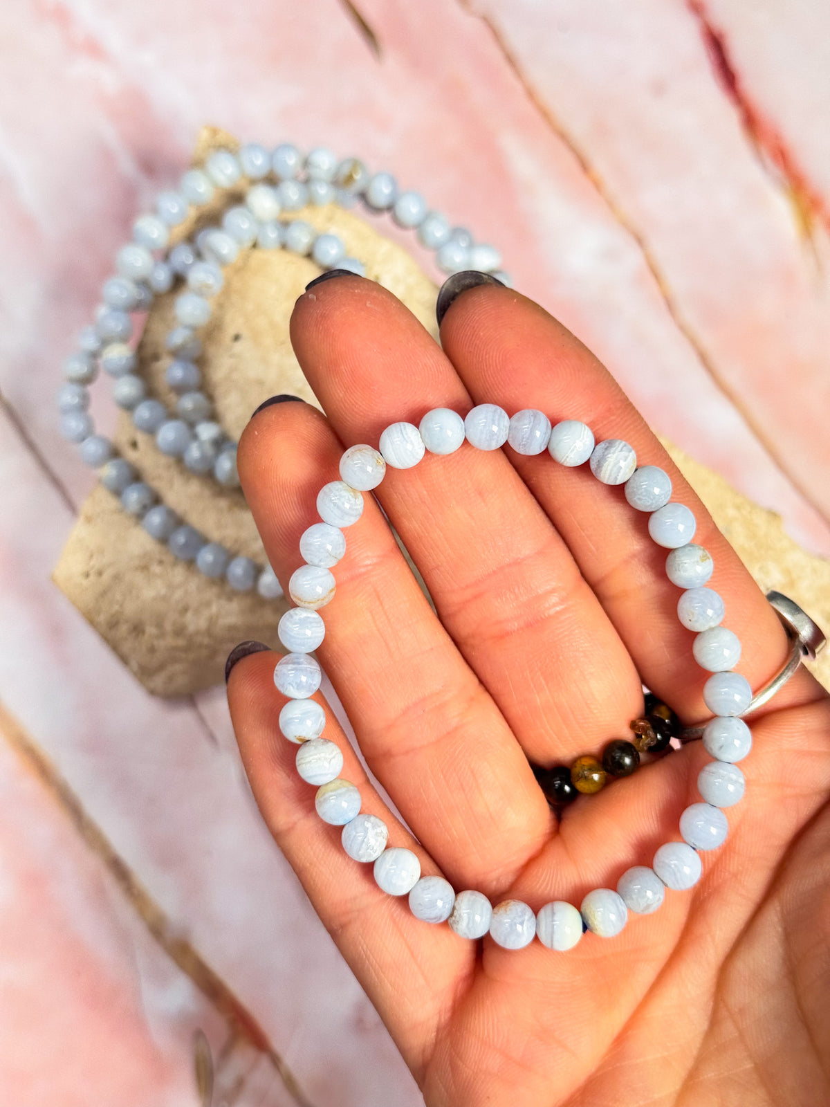 Dainty Blue Lace Agate Bracelets