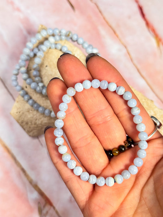 Dainty Blue Lace Agate Bracelets