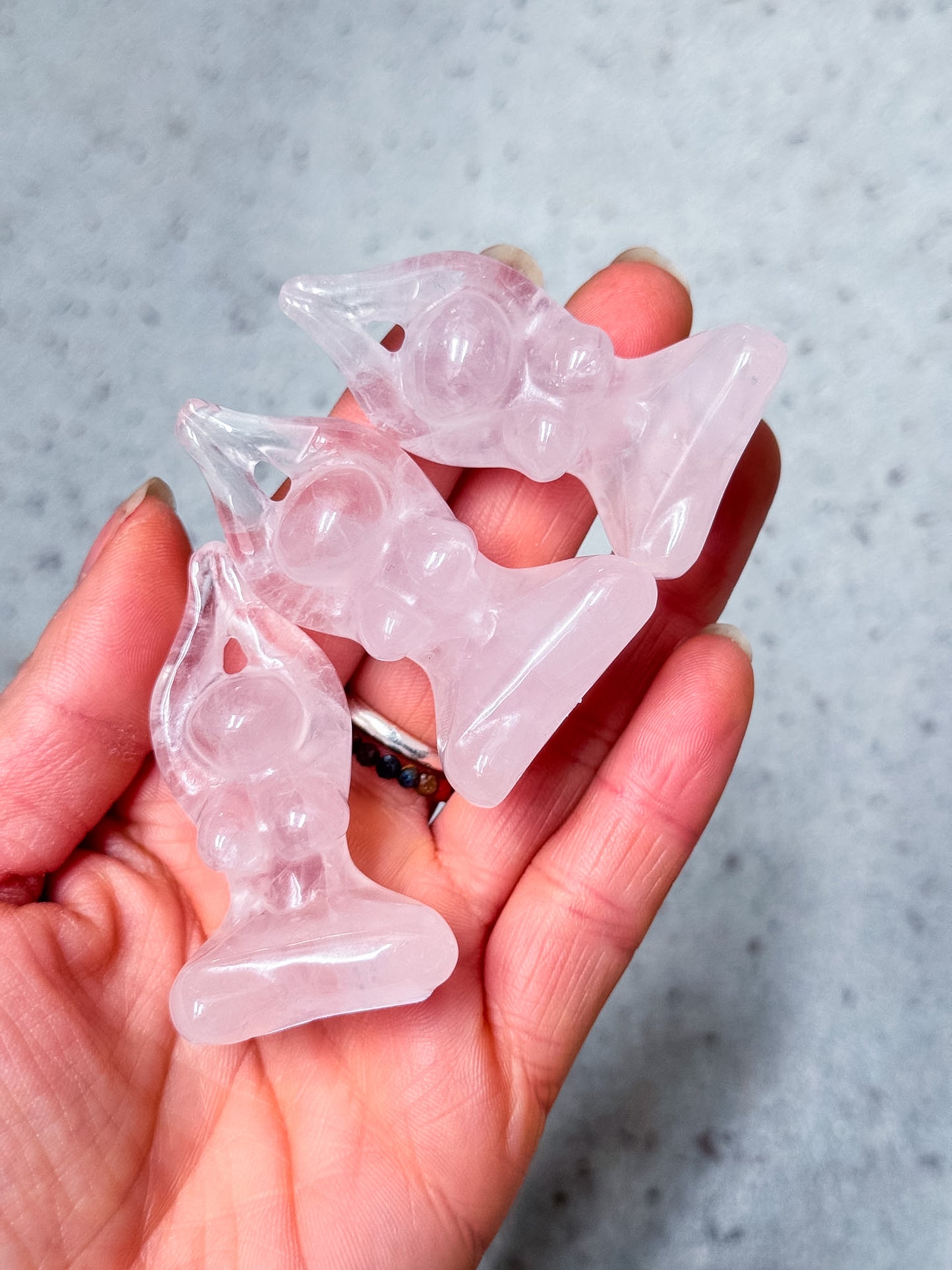 Rose Quartz Yoga Carvings