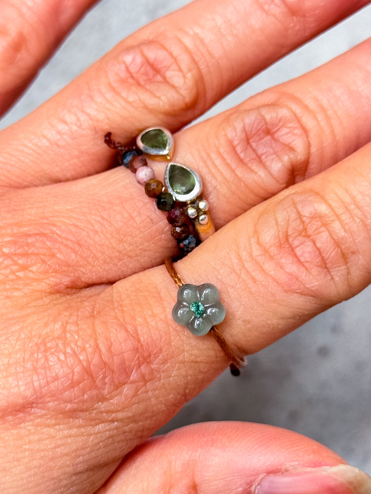 Jadeite Flower Rings