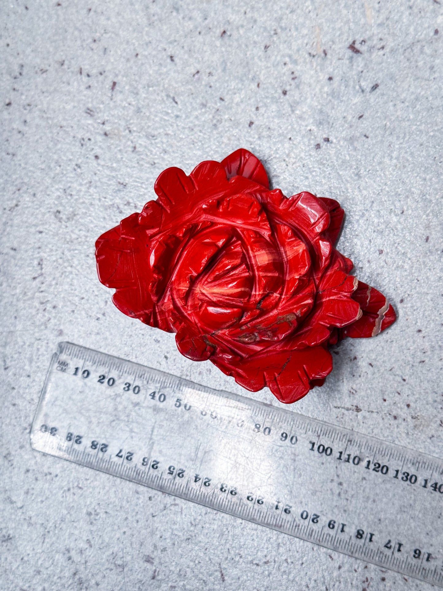 Red Jasper Peony Carving