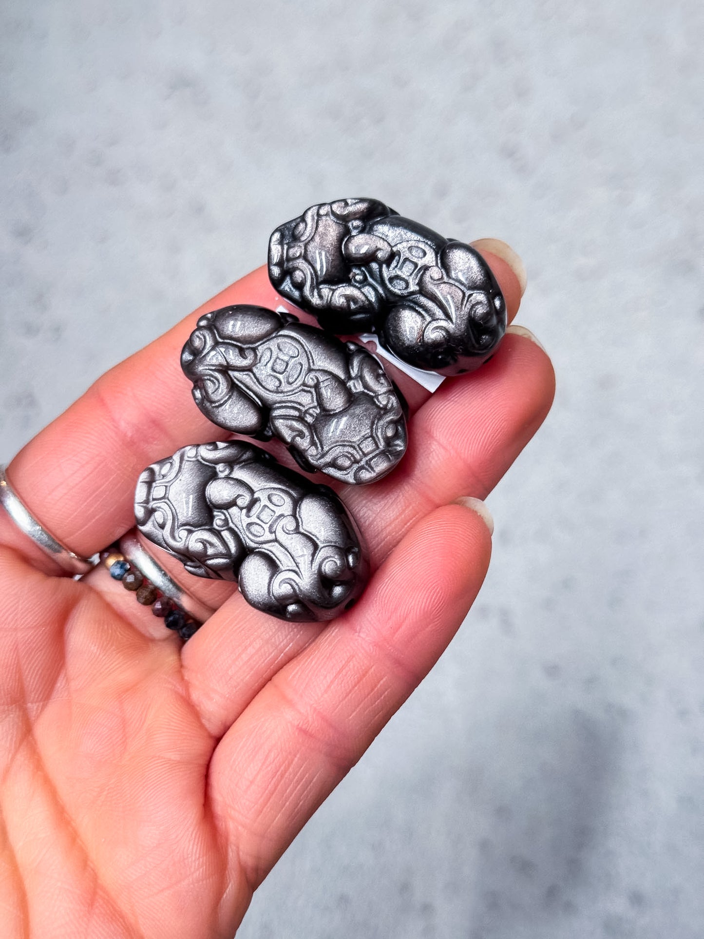 Silver Sheen Obsidian Pixiu