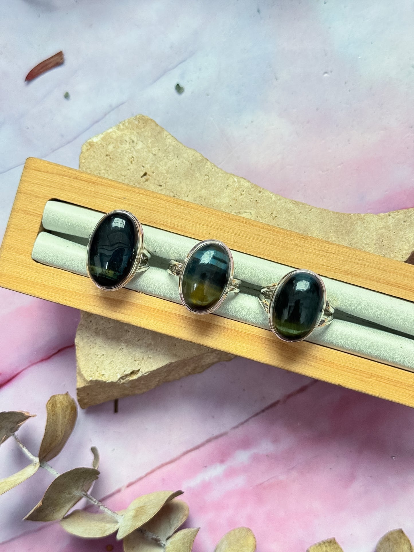 Blue Tigers Eye Rings