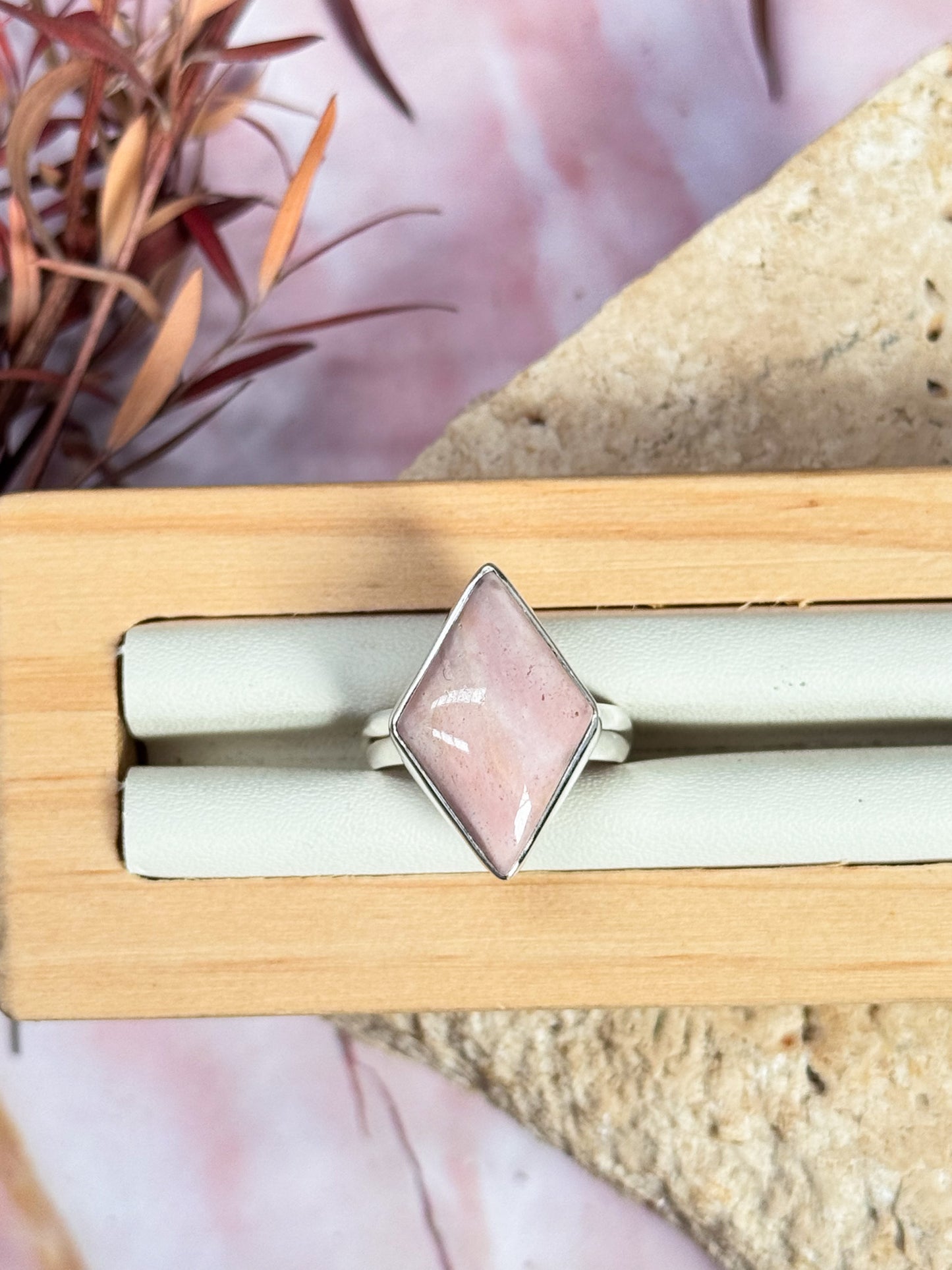 Australian Pink Opal Ring - Size 6