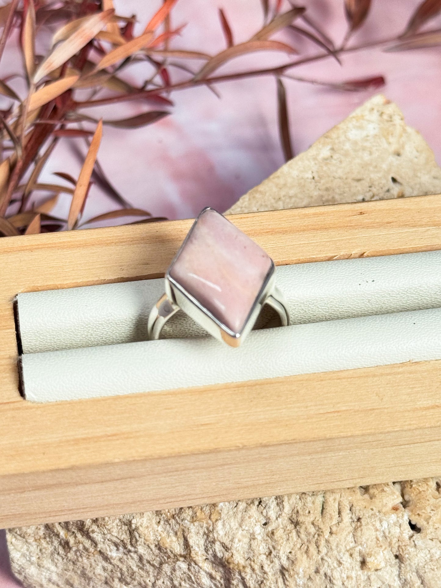 Australian Pink Opal Ring - Size 6