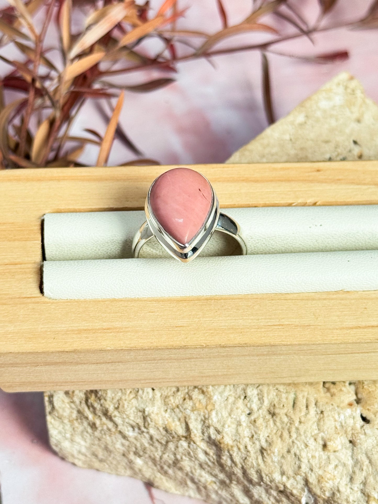 Australian Pink Opal Ring - Size 6.5