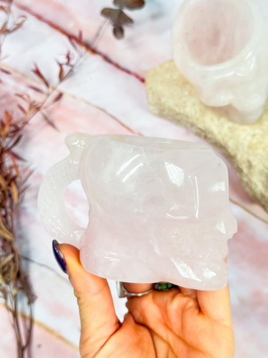 Rose Quartz Skull Cup