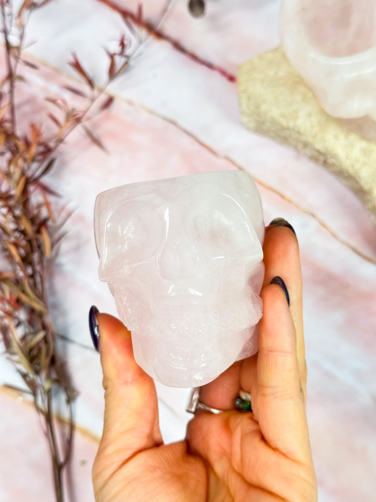 Rose Quartz Skull Cup
