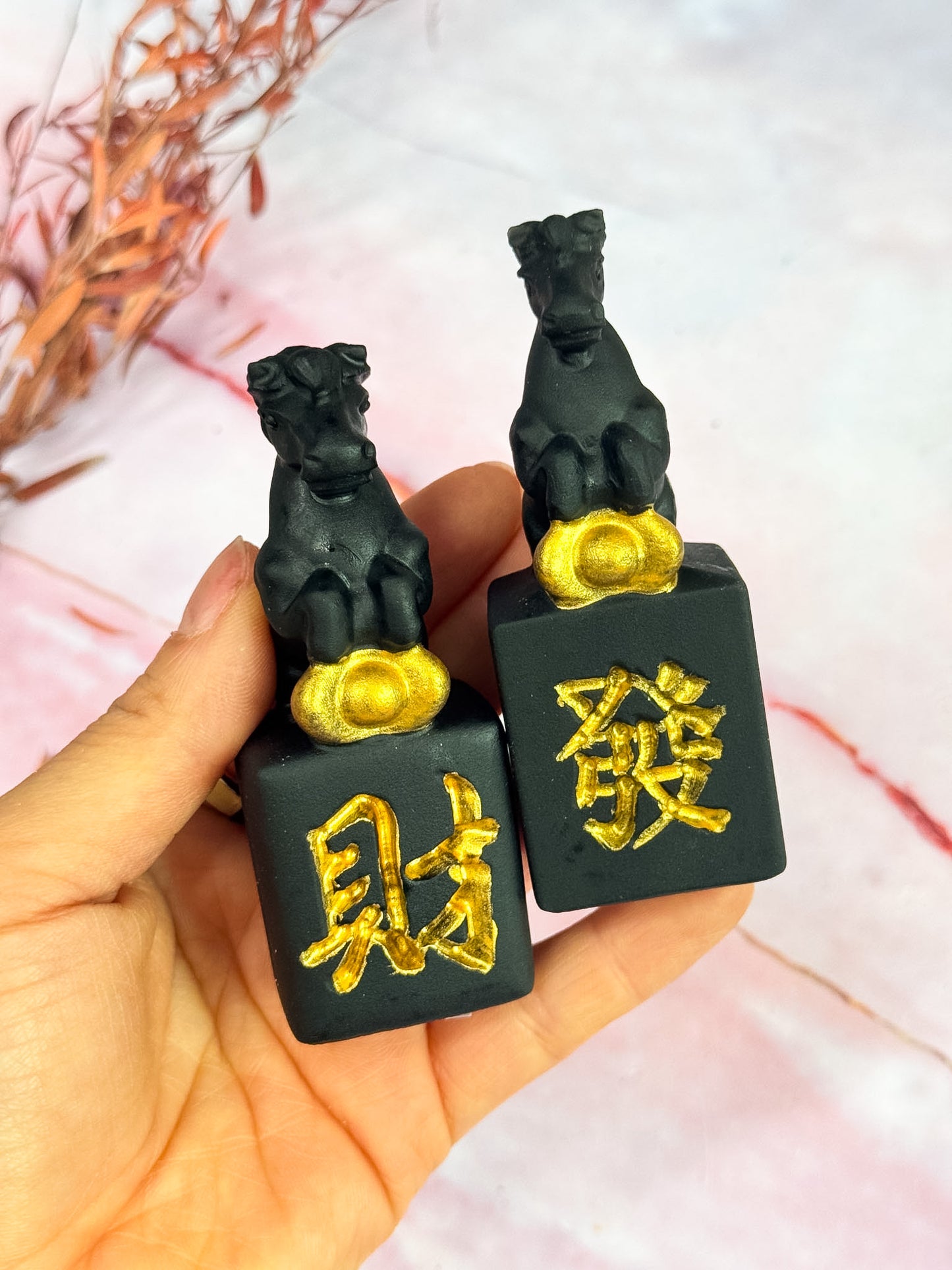 Obsidian Horse Carvings