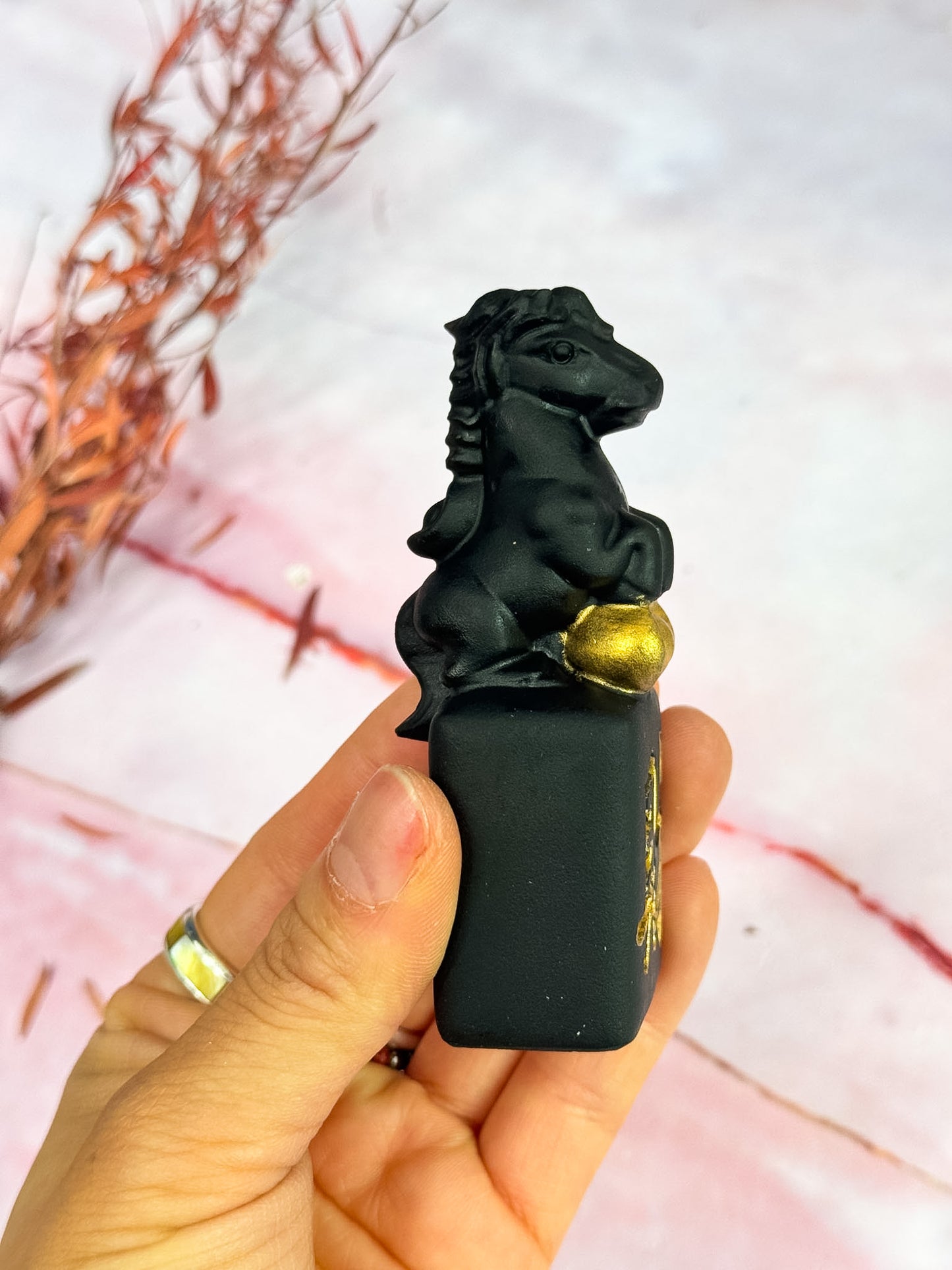 Obsidian Horse Carvings