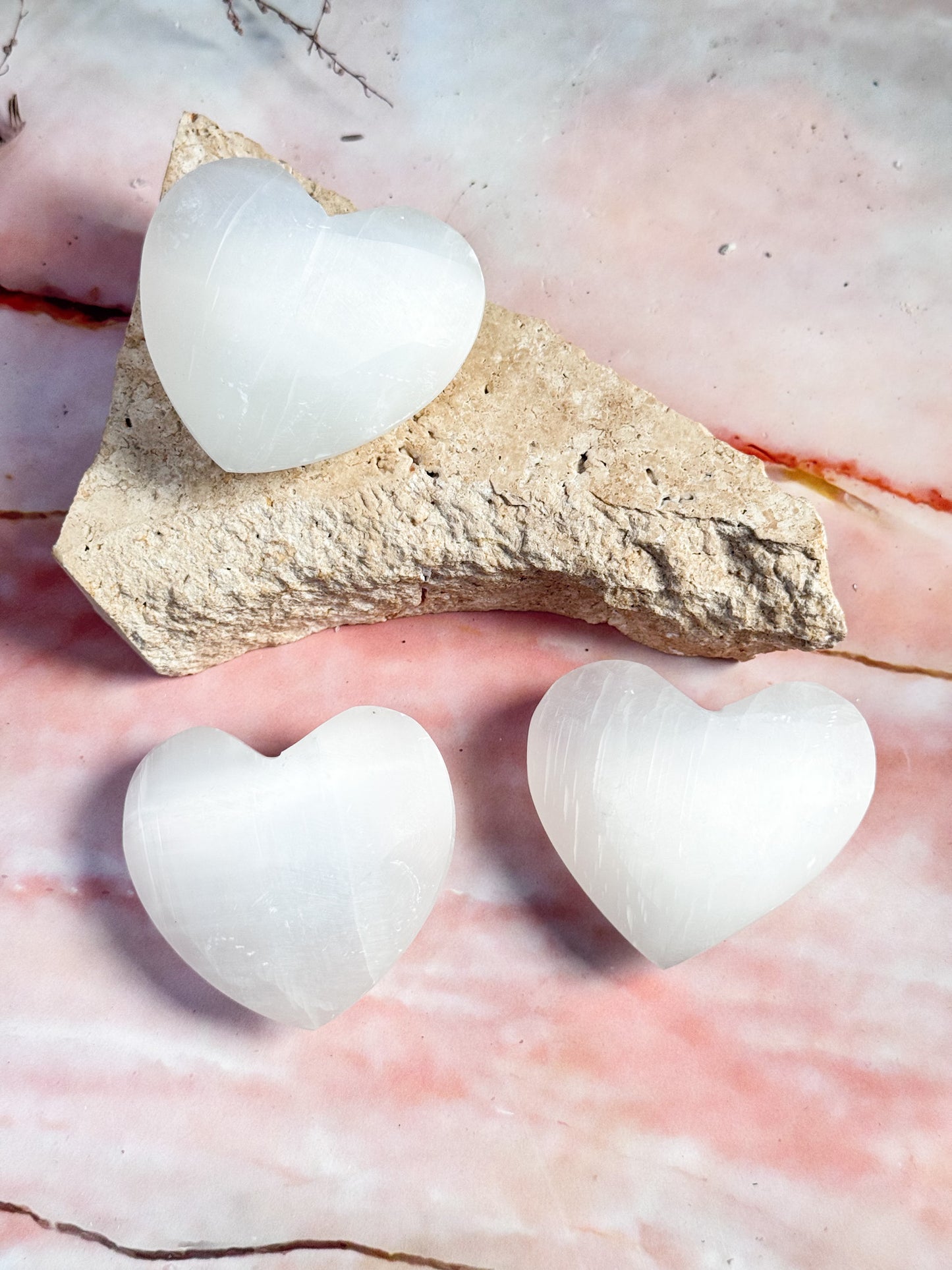 Selenite Hearts