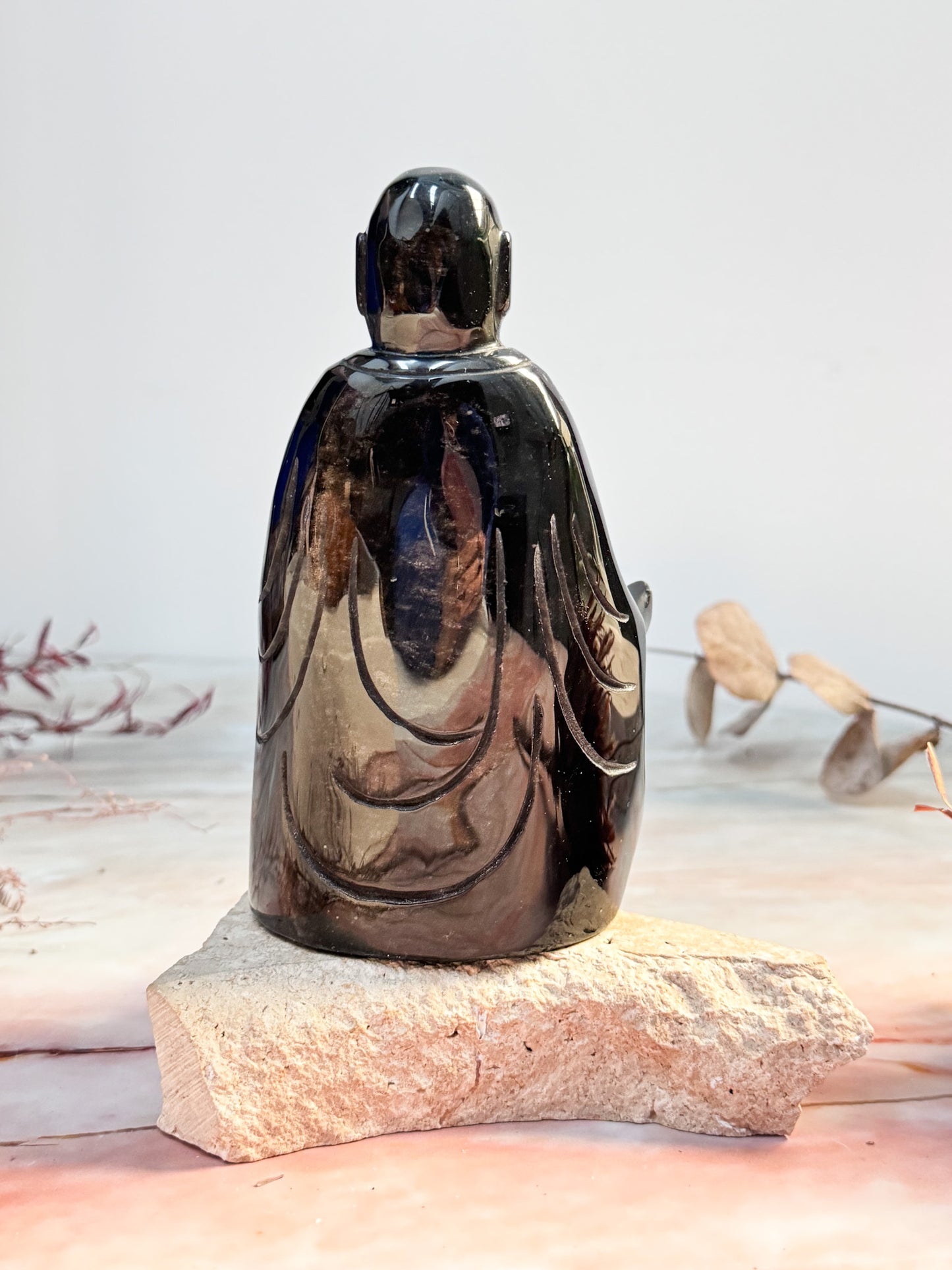 Gold Sheen Obsidian Buddha Carving