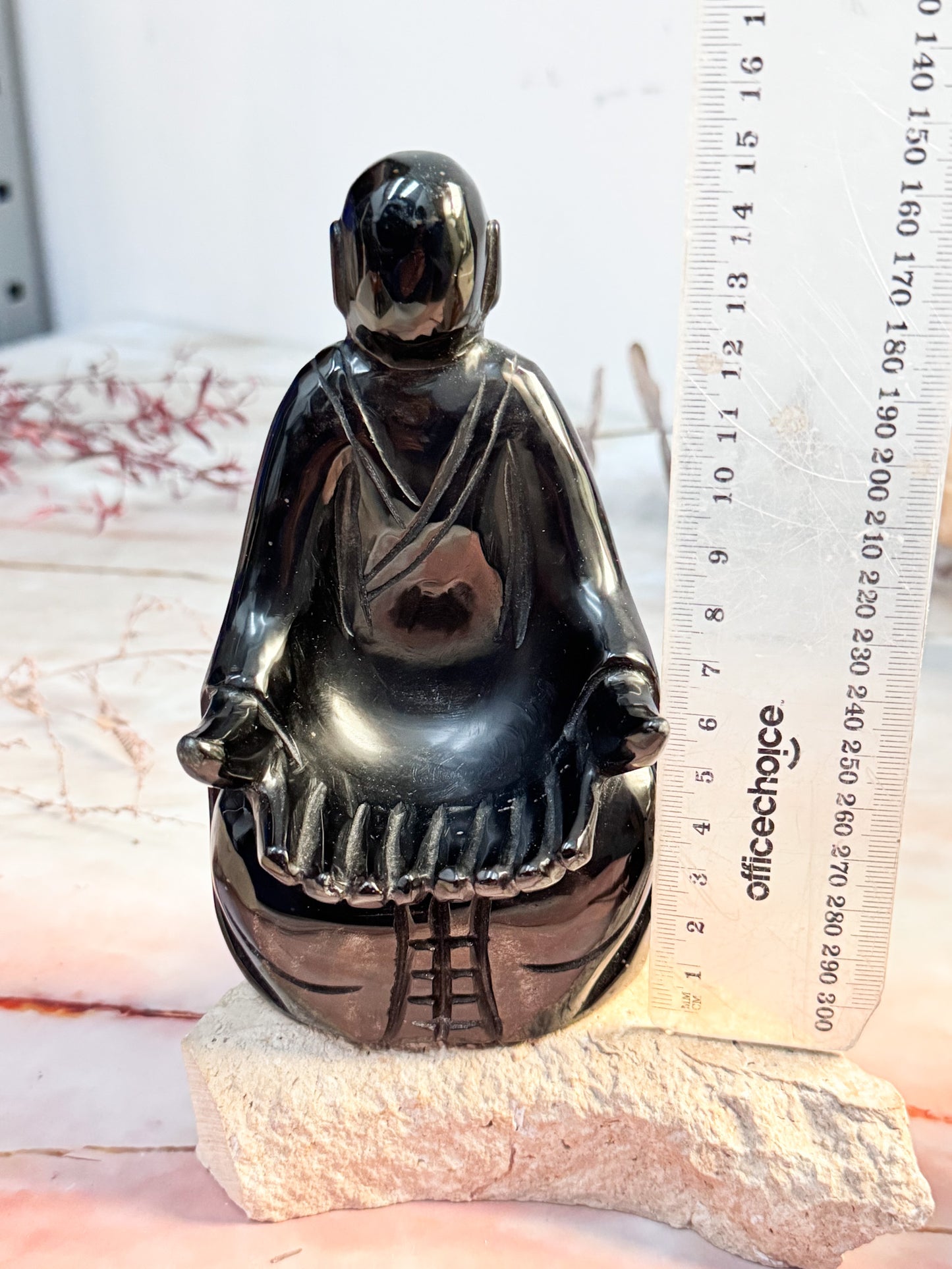 Gold Sheen Obsidian Buddha Carving