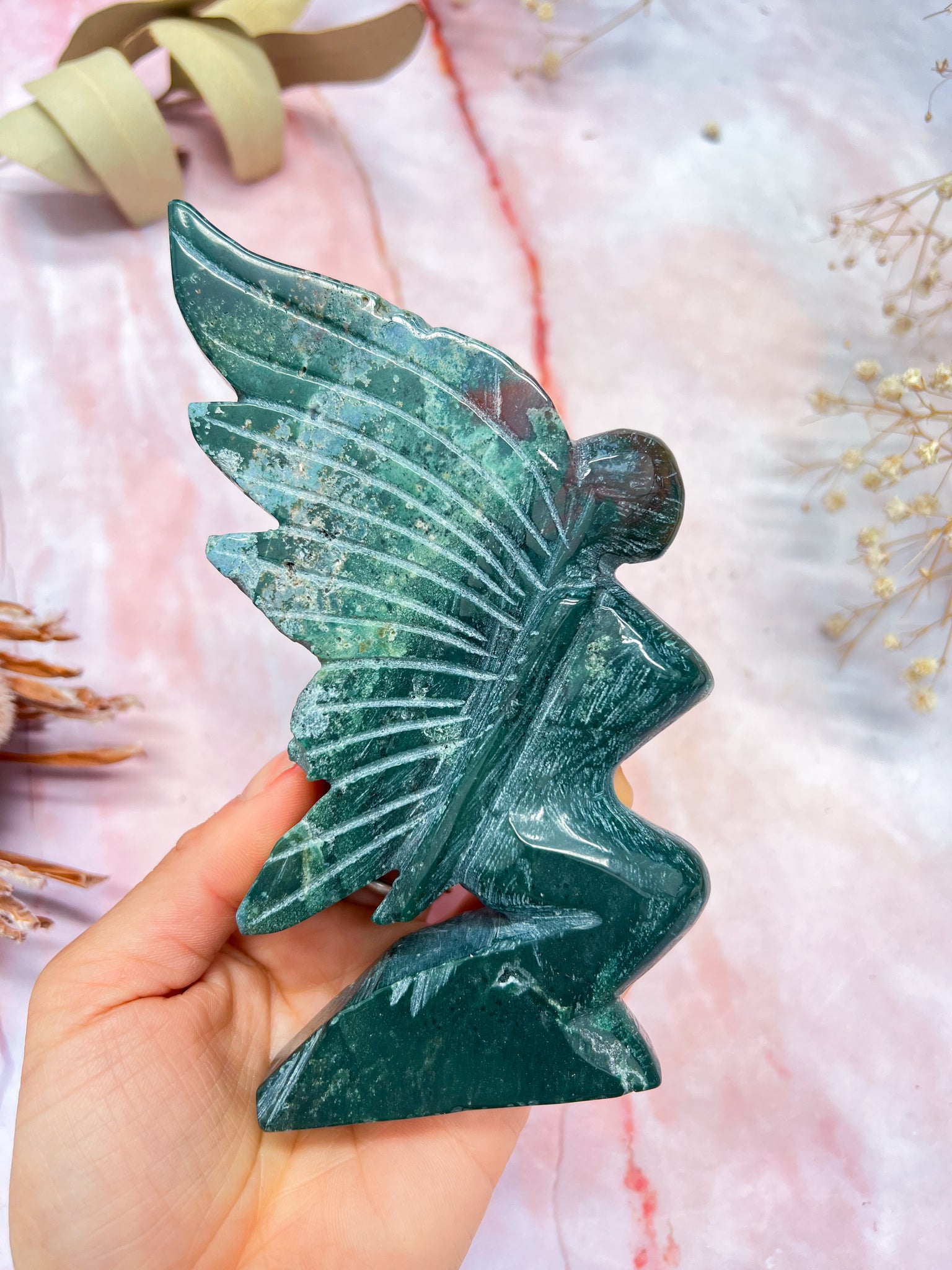 Ocean Jasper Fairy Carving