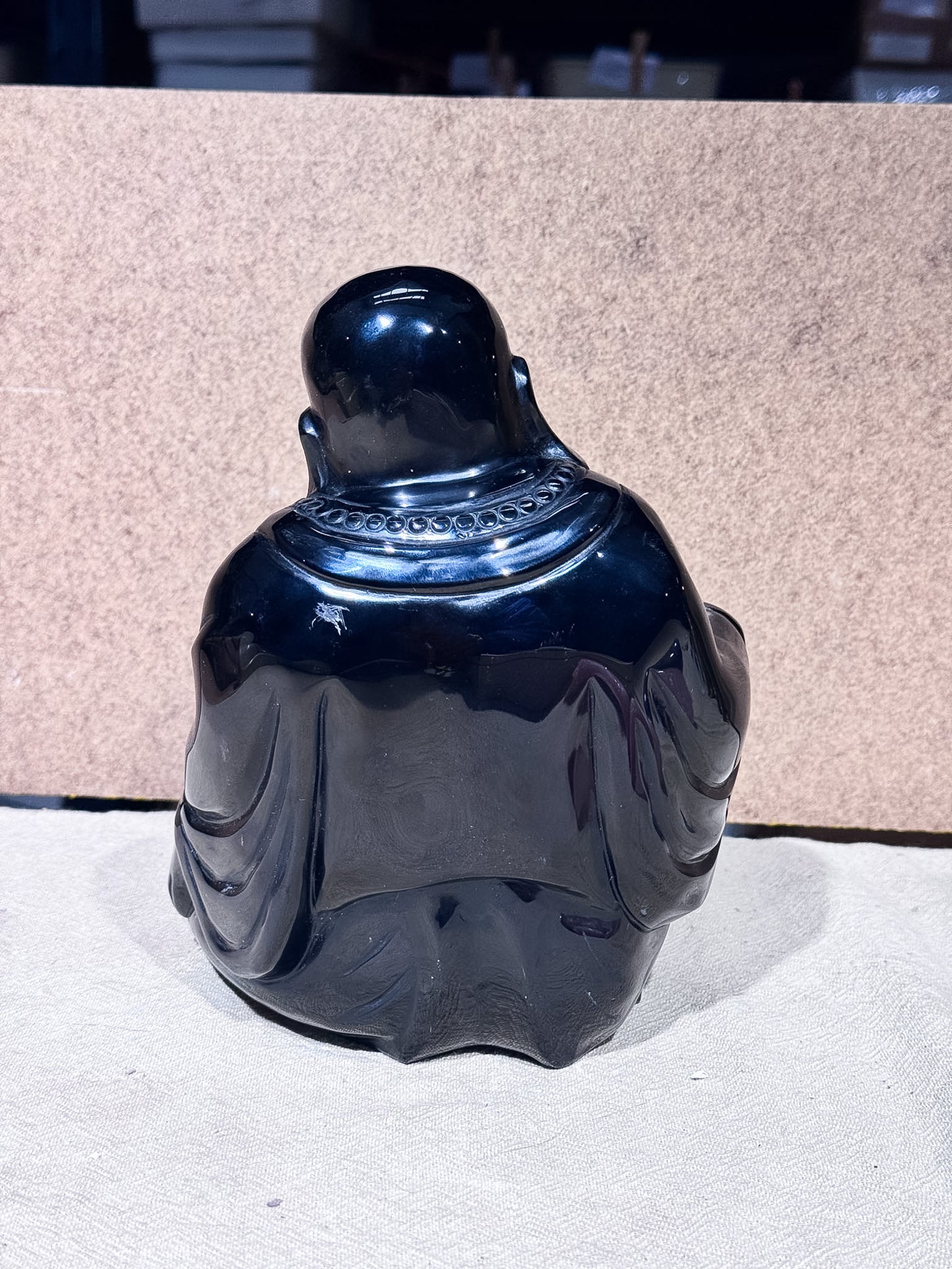 Obsidian Happy Buddha Carving
