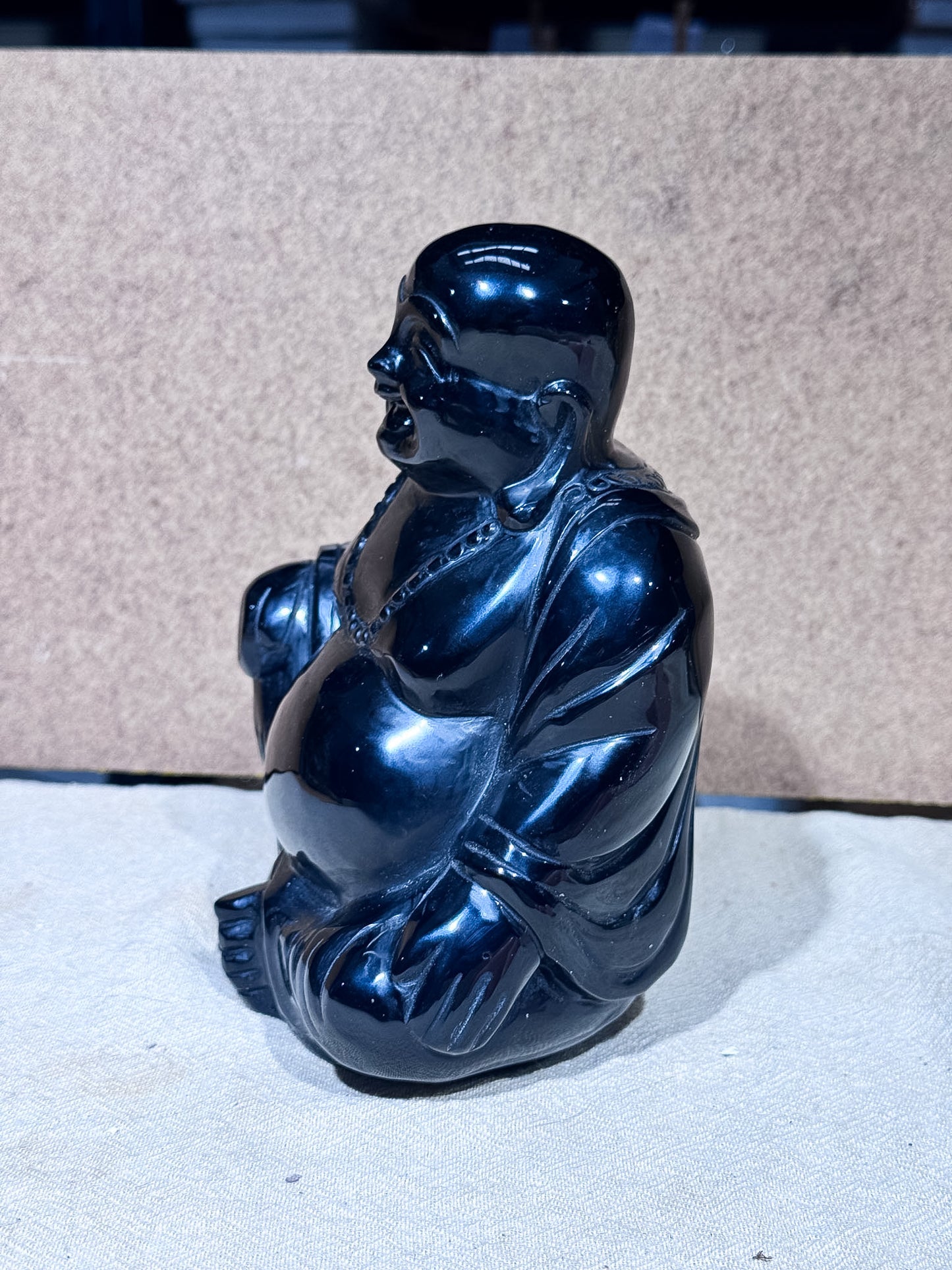 Obsidian Happy Buddha Carving