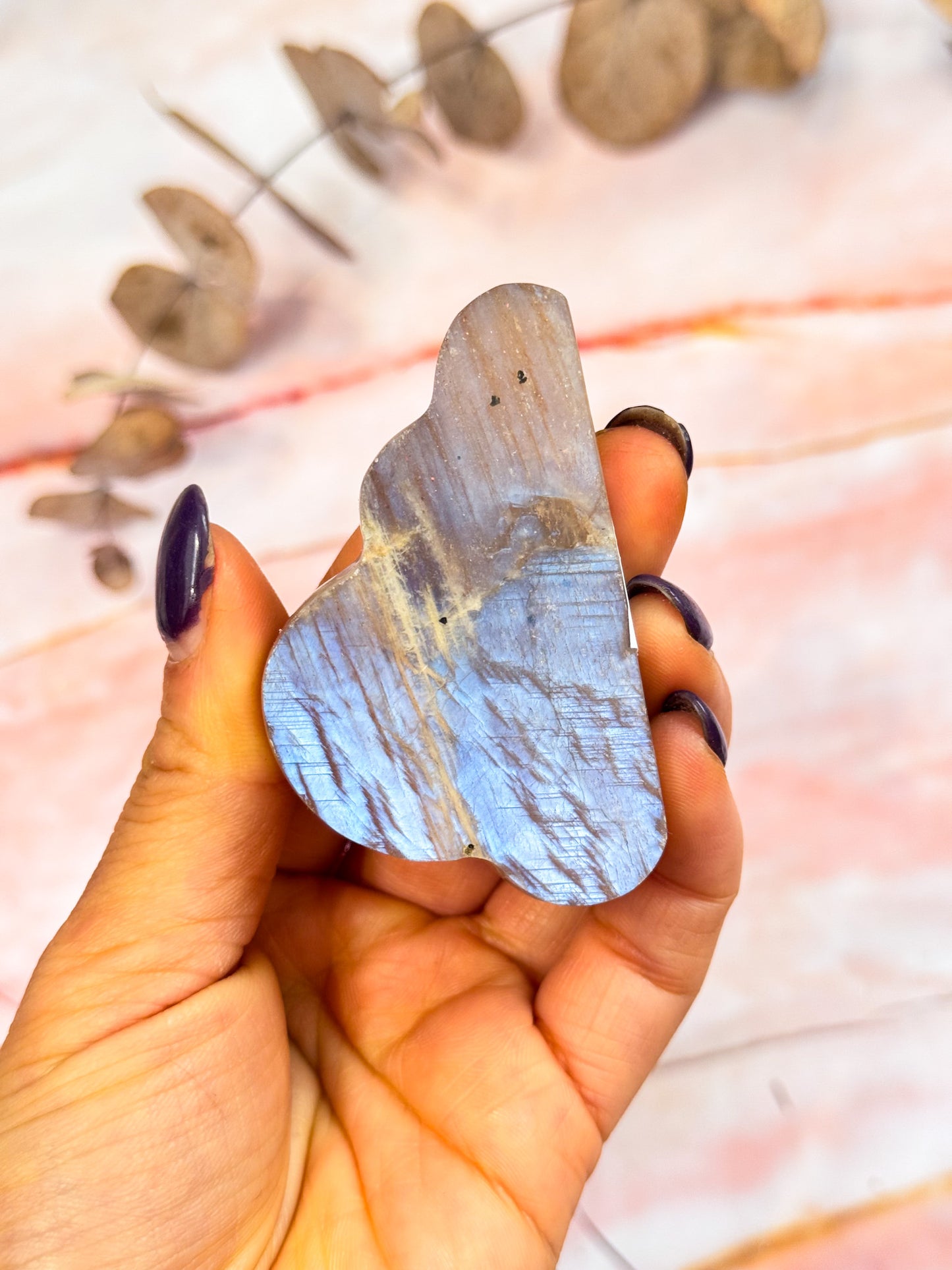 Moonstone with Sunstone Cloud Carvings