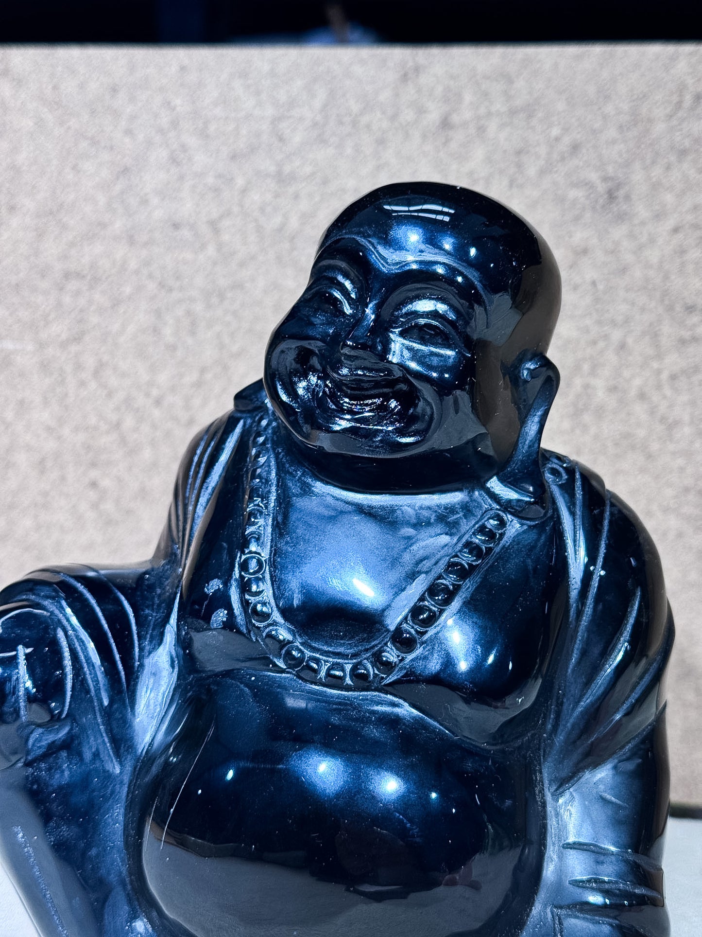 Obsidian Happy Buddha Carving