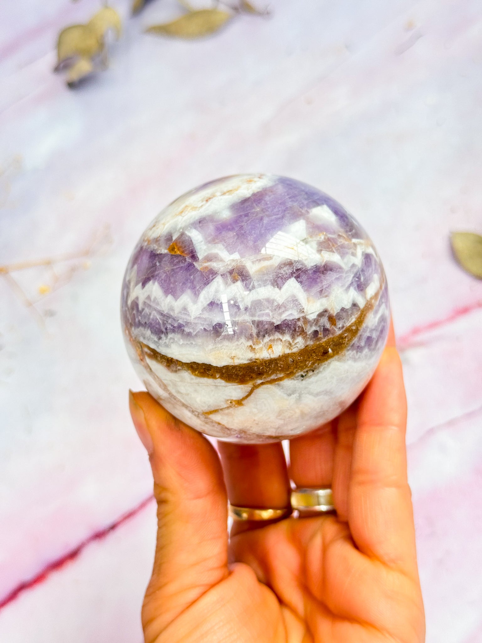 Chevron Amethyst Sphere