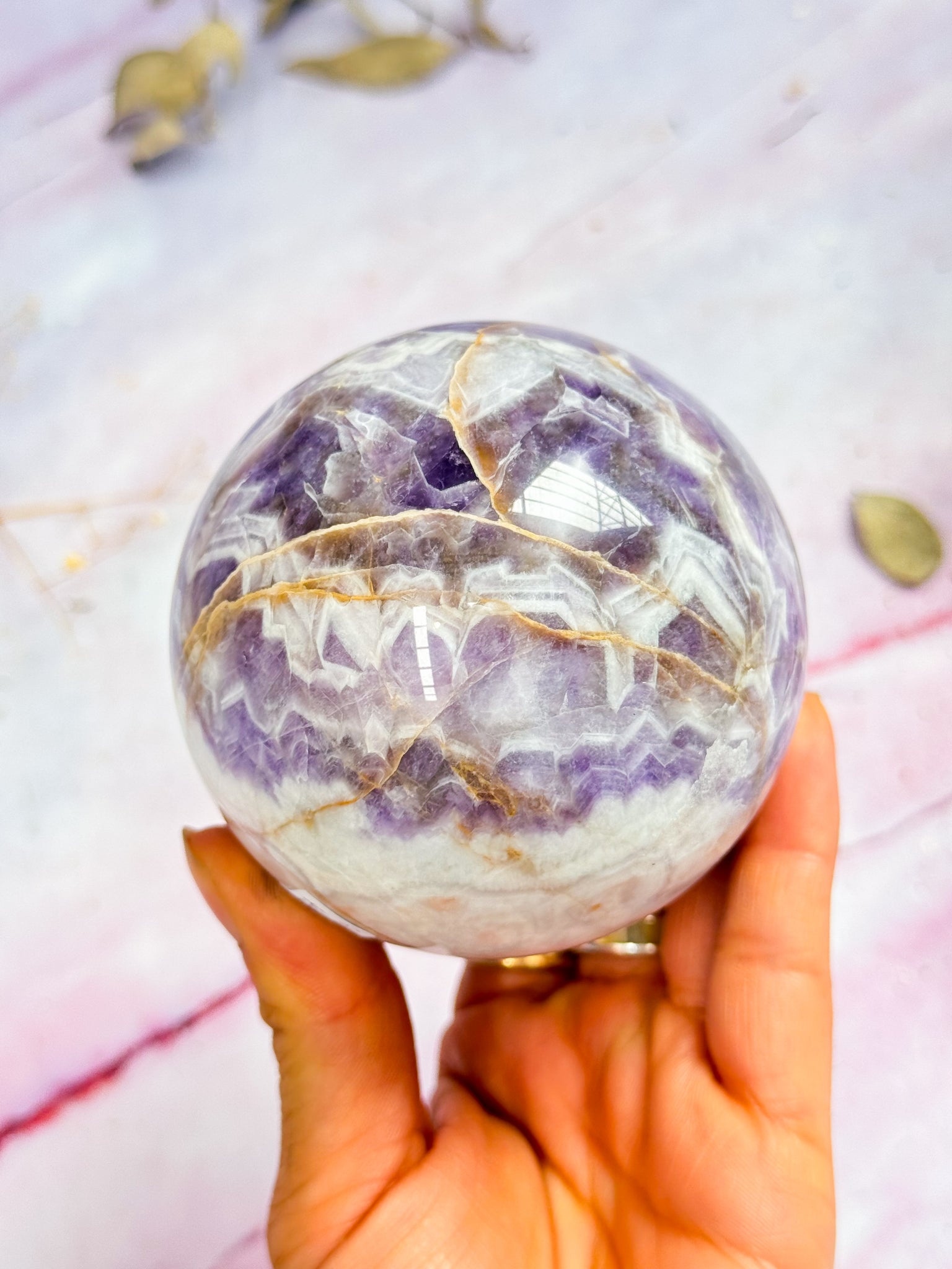 Chevron Amethyst Sphere