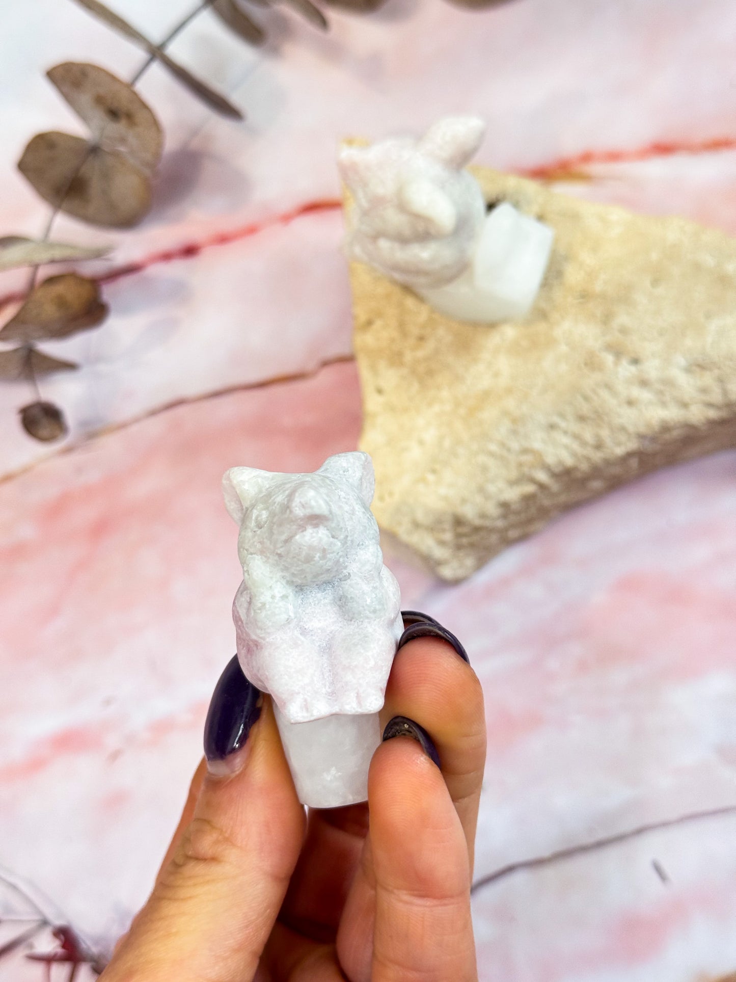 Pink Opal Toilet Pig Carvings