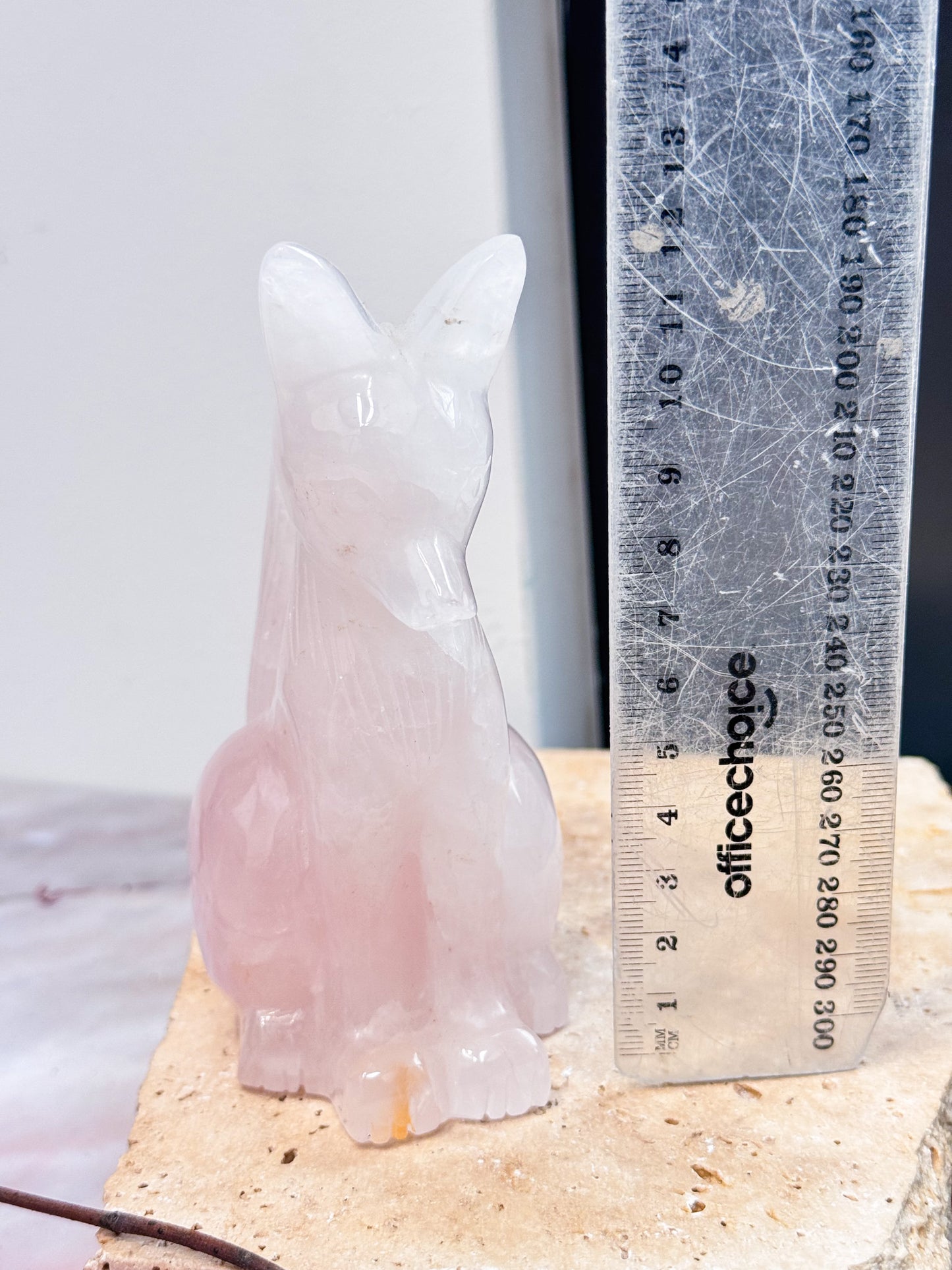 Rose Quartz Fox Carving