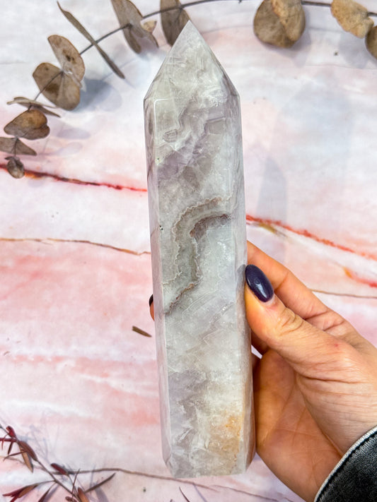 Amethyst and Crazy Lace Agate Tower