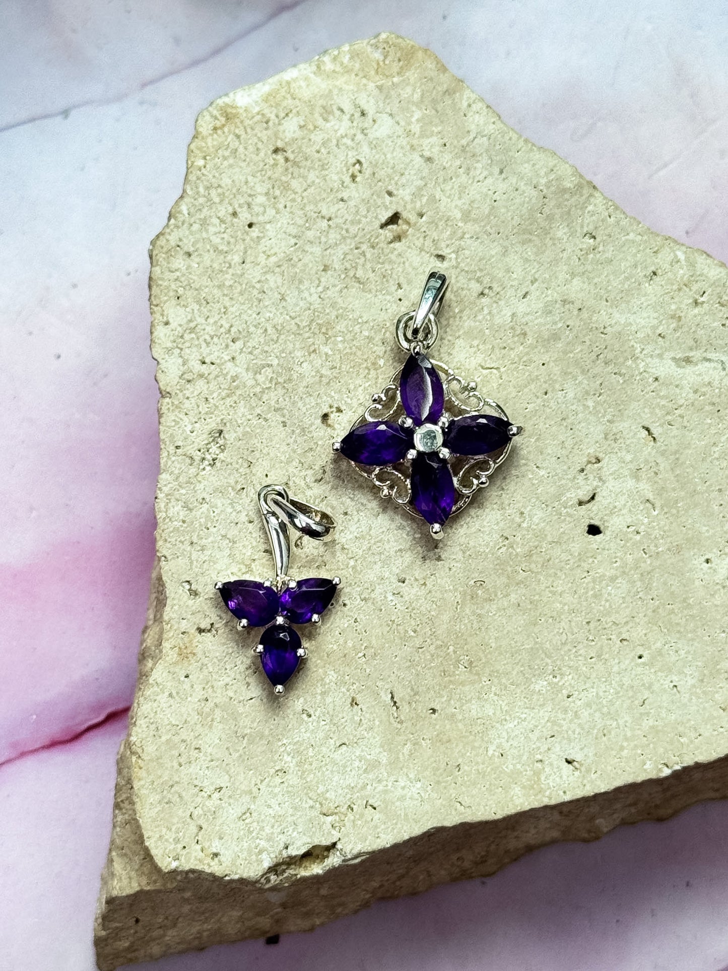 Faceted Amethyst Pendants