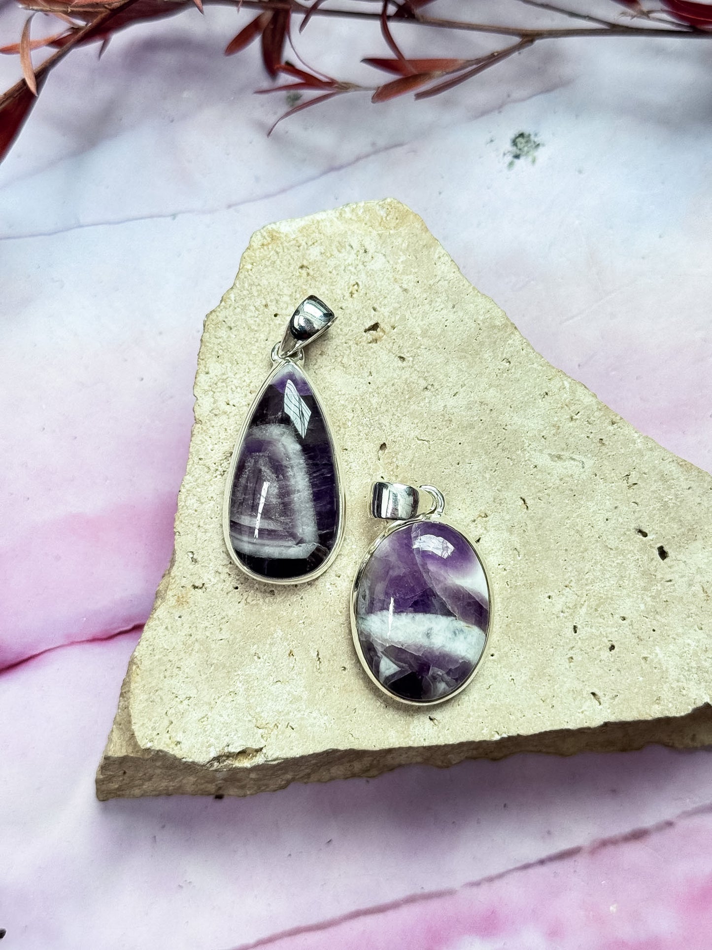 Chevron Amethyst Pendants