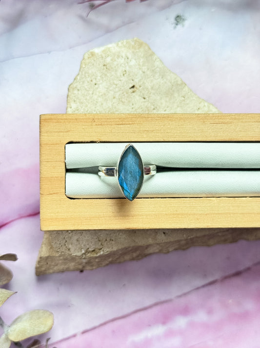 Faceted Labradorite Ring - Size 7