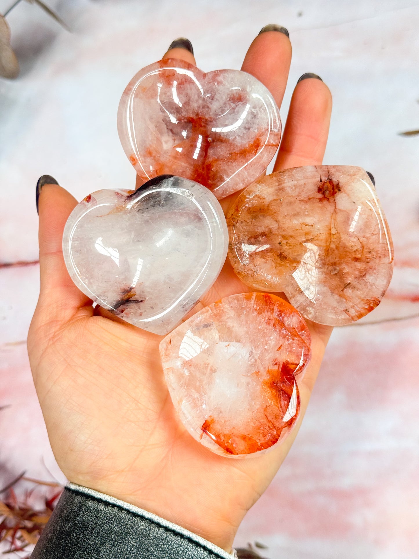 Fire Quartz Heart Bowls
