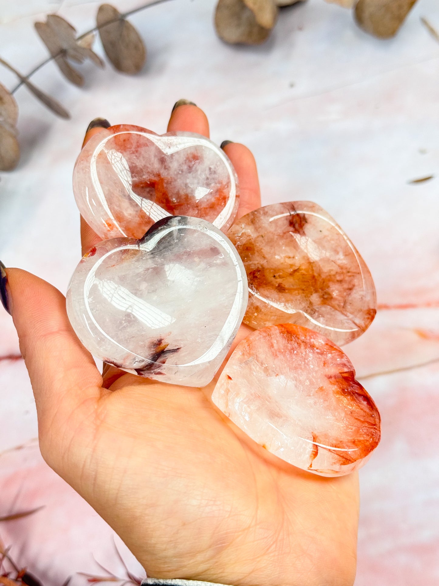 Fire Quartz Heart Bowls