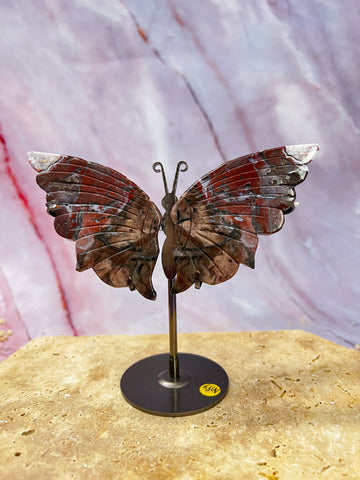 Red Brecciated Jasper Butterfly Wing Pair