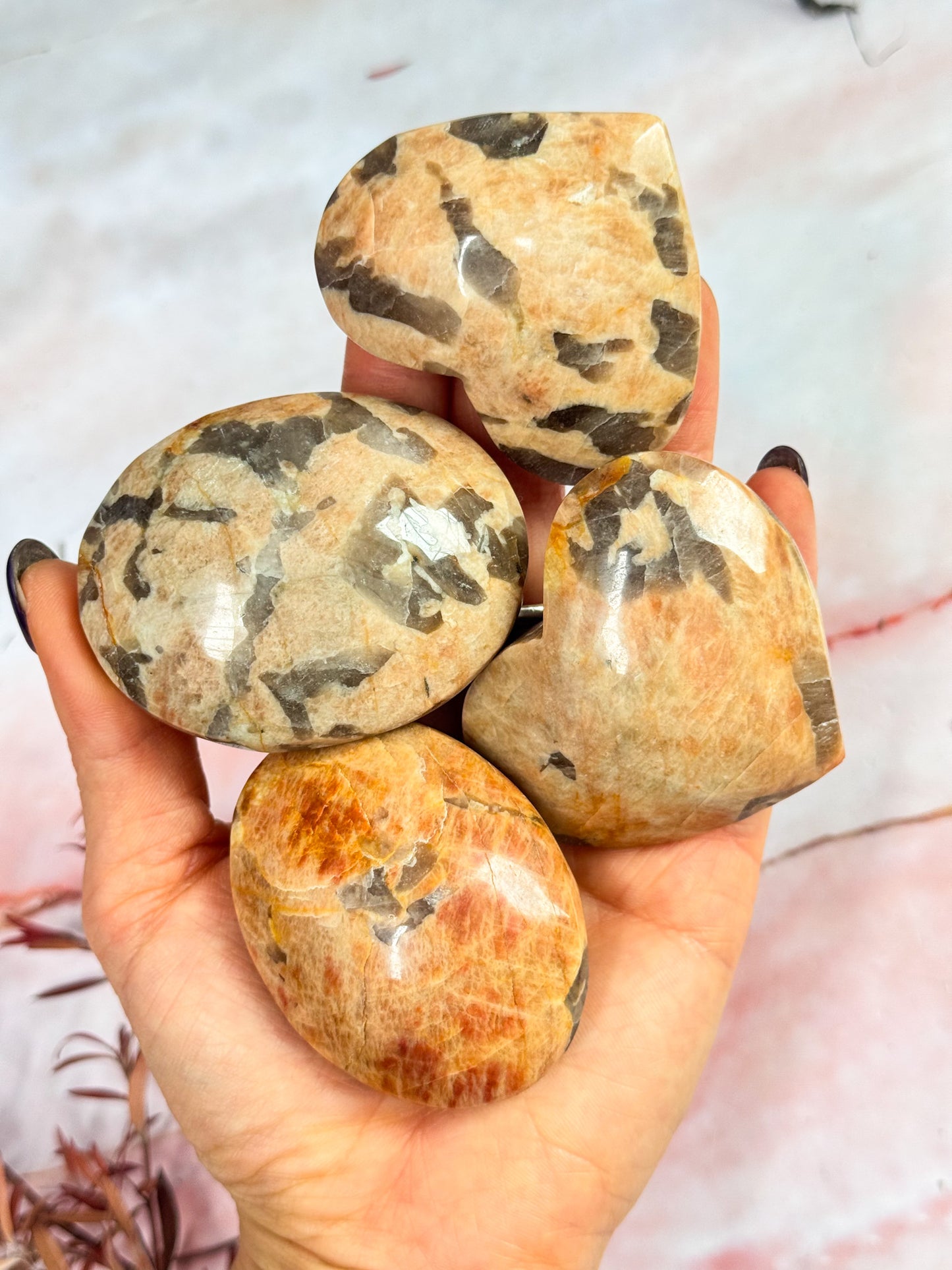 Zebradorite Hearts and Palmstones