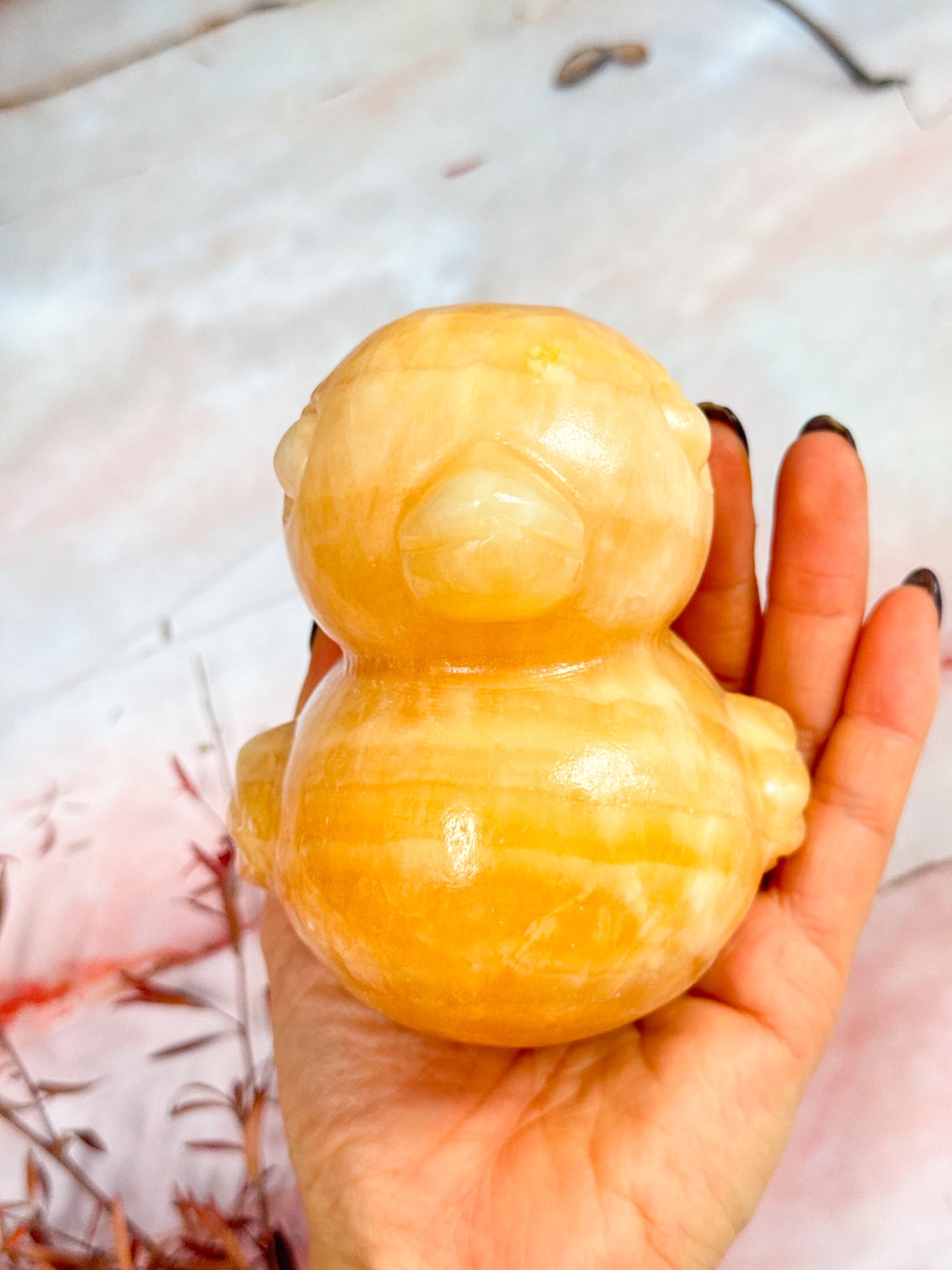Yellow Calcite Duck Carving