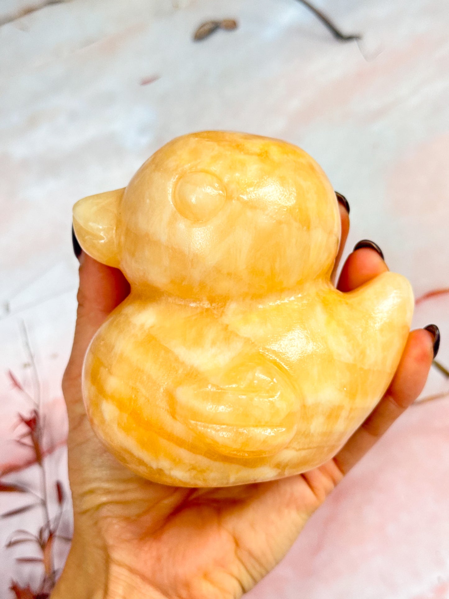 Yellow Calcite Duck Carving