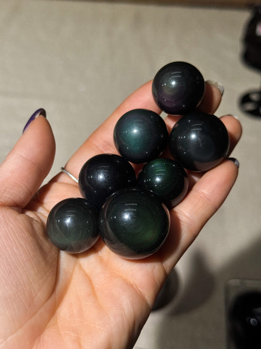 Rainbow Obsidian Spheres