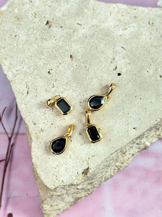 18k Gold Vermeil Obsidian Pendants