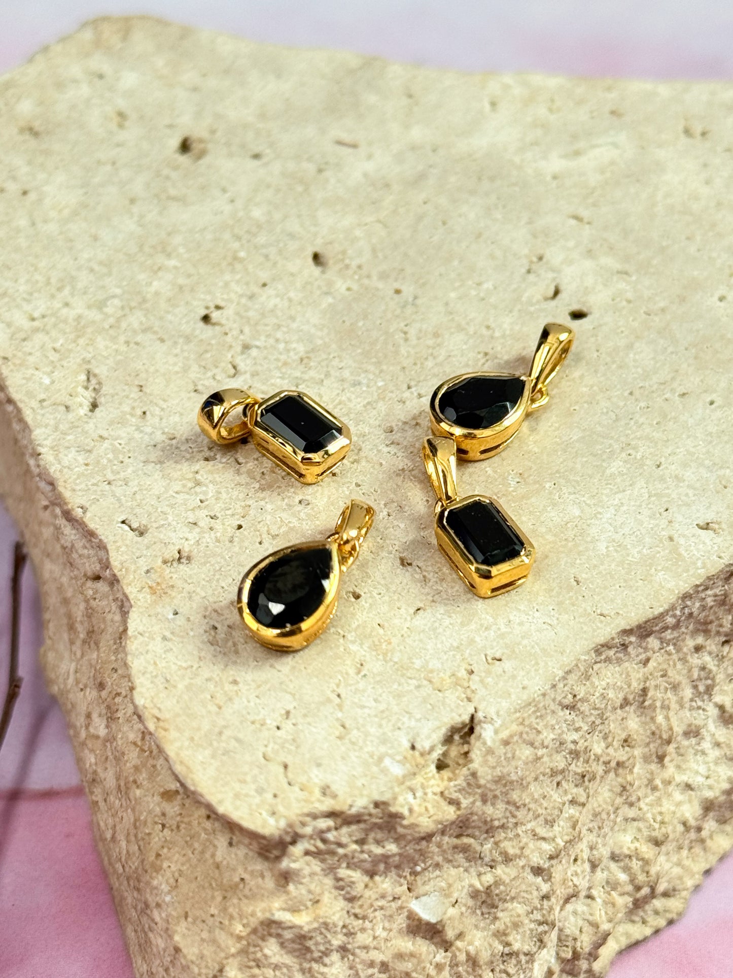 18k Gold Vermeil Obsidian Pendants