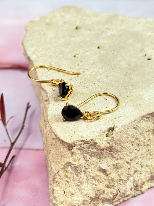 18k Gold Vermeil Obsidian Earrings