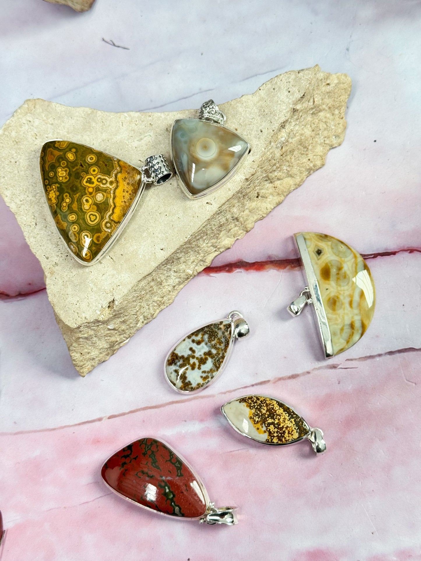 Orbicular Ocean Jasper Pendants